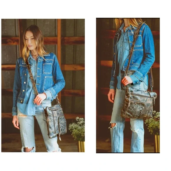 NWOT Bed Stu Leather Aiken 2 Way Crossbody Bag Black Rustic Retail $265 - Picture 13 of 13